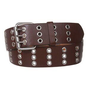 6833 Three Row Grommets Fashion Jean Belt, Brown | L